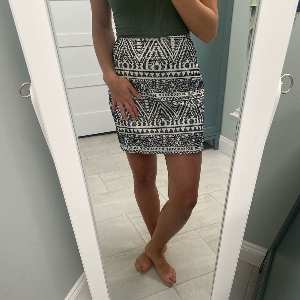Francesca’s tribal print mini skirt